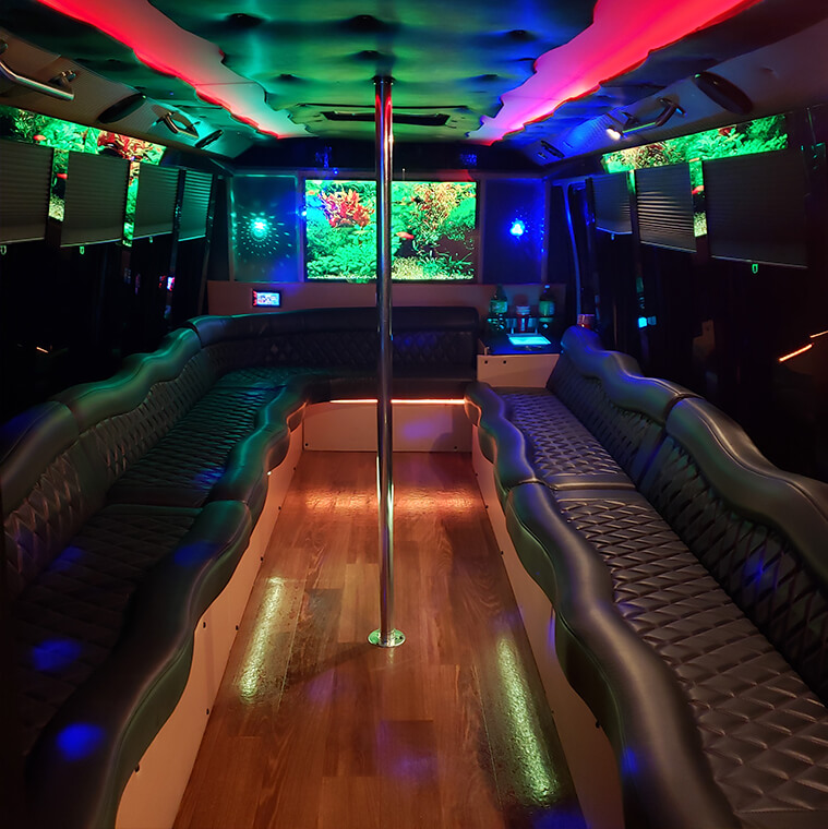 36 passenger party bus interior